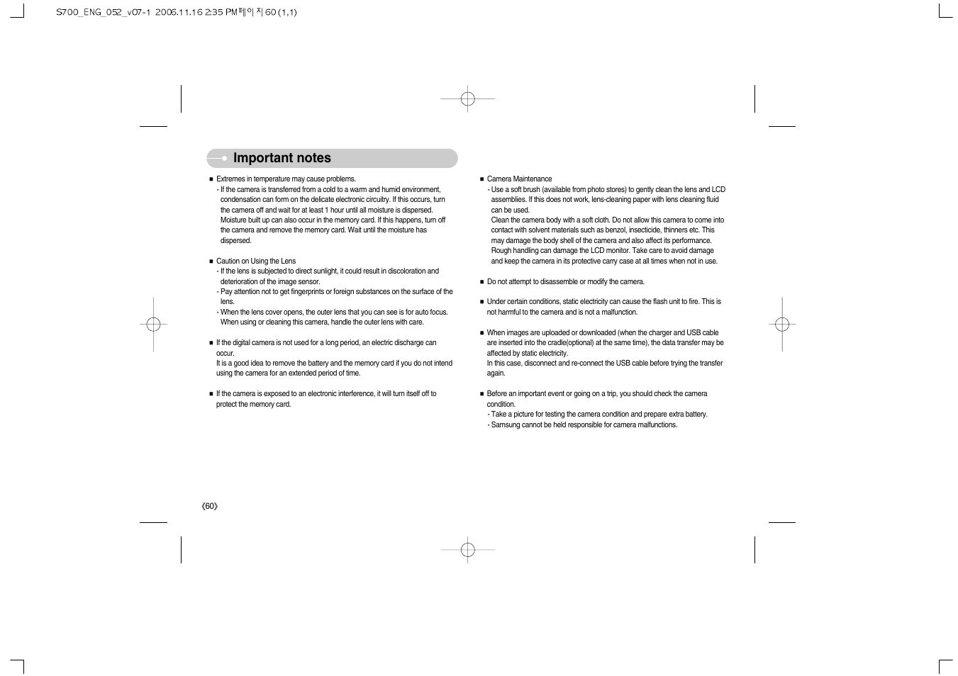 Samsung Digimax S700 User Manual | Page 61 / 78