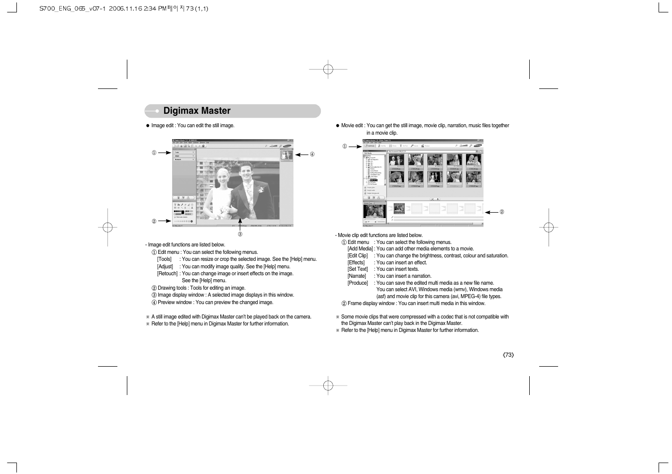 Digimax master | Samsung Digimax S700 User Manual | Page 74 / 78