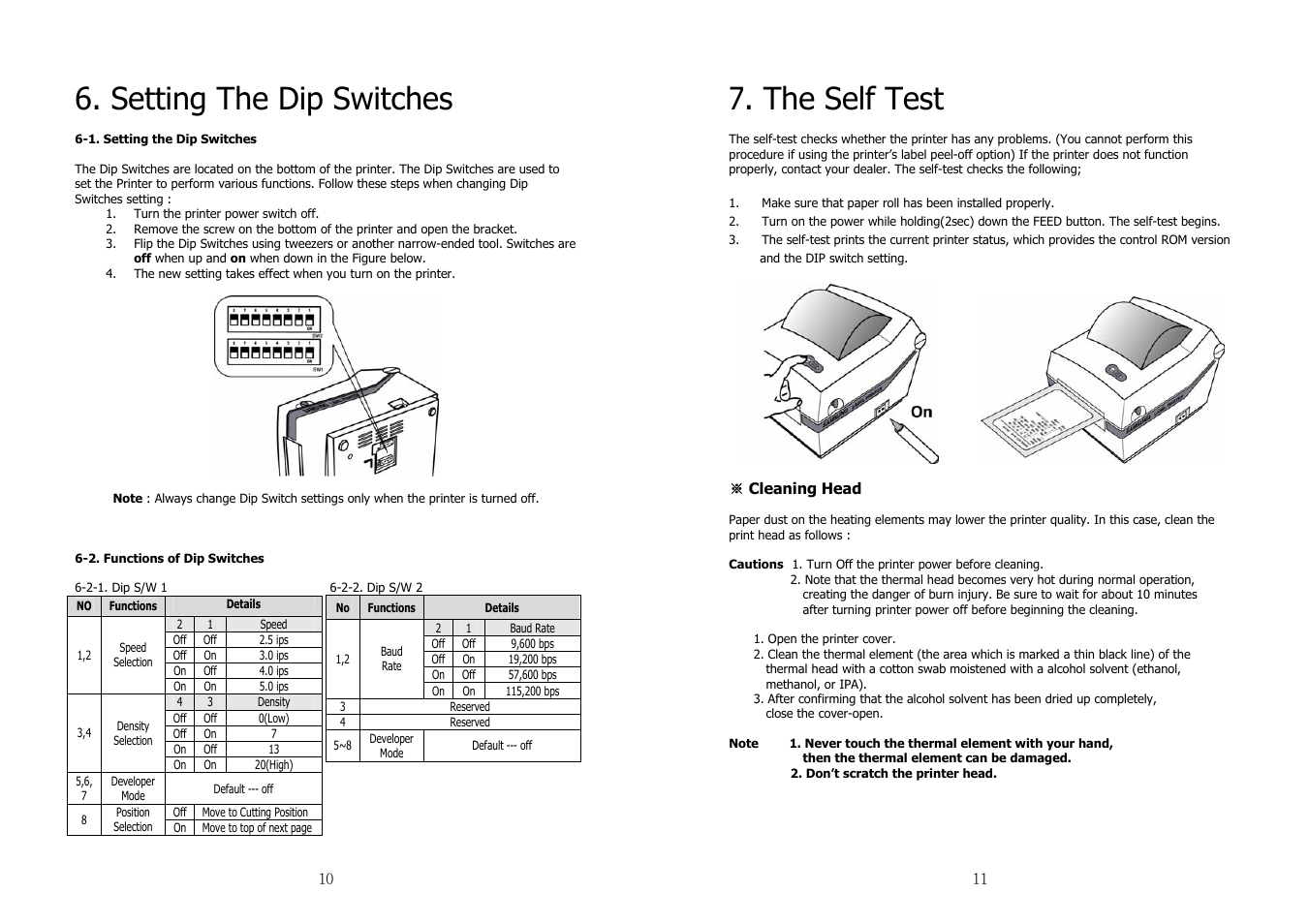 Setting the dip switches, The self test | Samsung JE68-00131B User Manual | Page 6 / 14