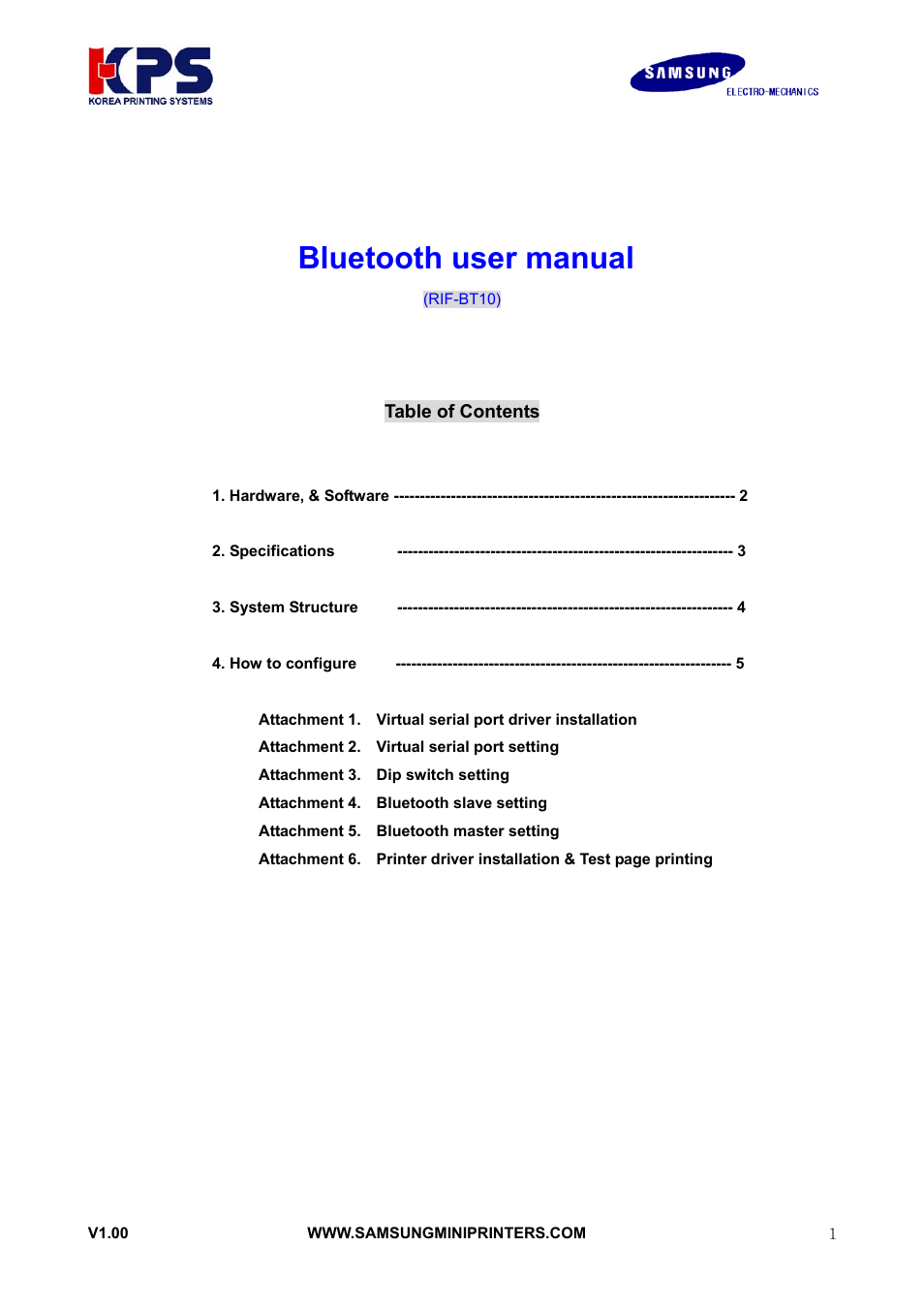 Samsung RIF-BT10 User Manual | 17 pages