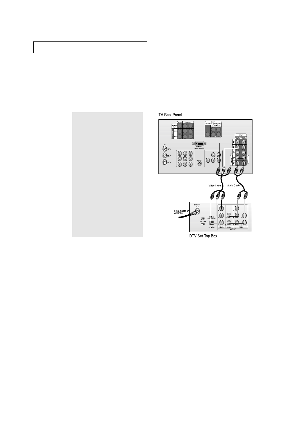 Connecting a dtv set-top box, Connecting to y, p, And p | Samsung HCN436W User Manual | Page 22 / 71