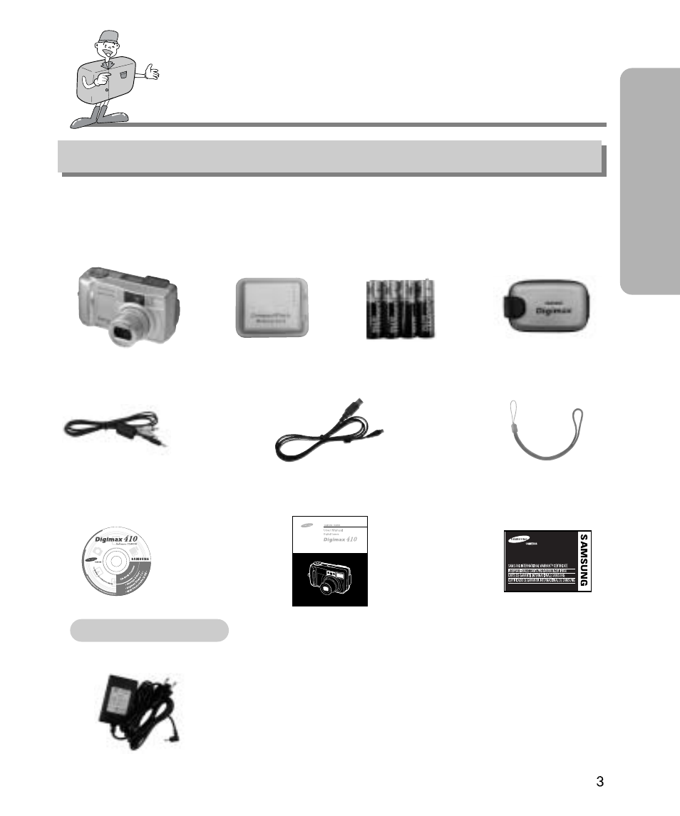 Manufacturer’s contents, Ready, Manufacturer's contents | Samsung Digimax 340 User Manual | Page 3 / 120