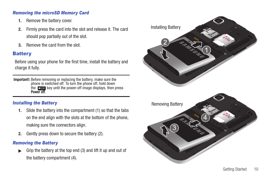 Battery | Samsung GALAXY S T959 User Manual | Page 15 / 246