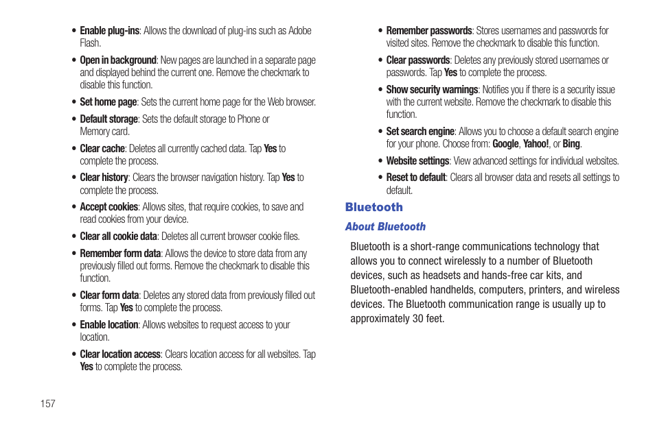 Bluetooth | Samsung GALAXY S T959 User Manual | Page 162 / 246