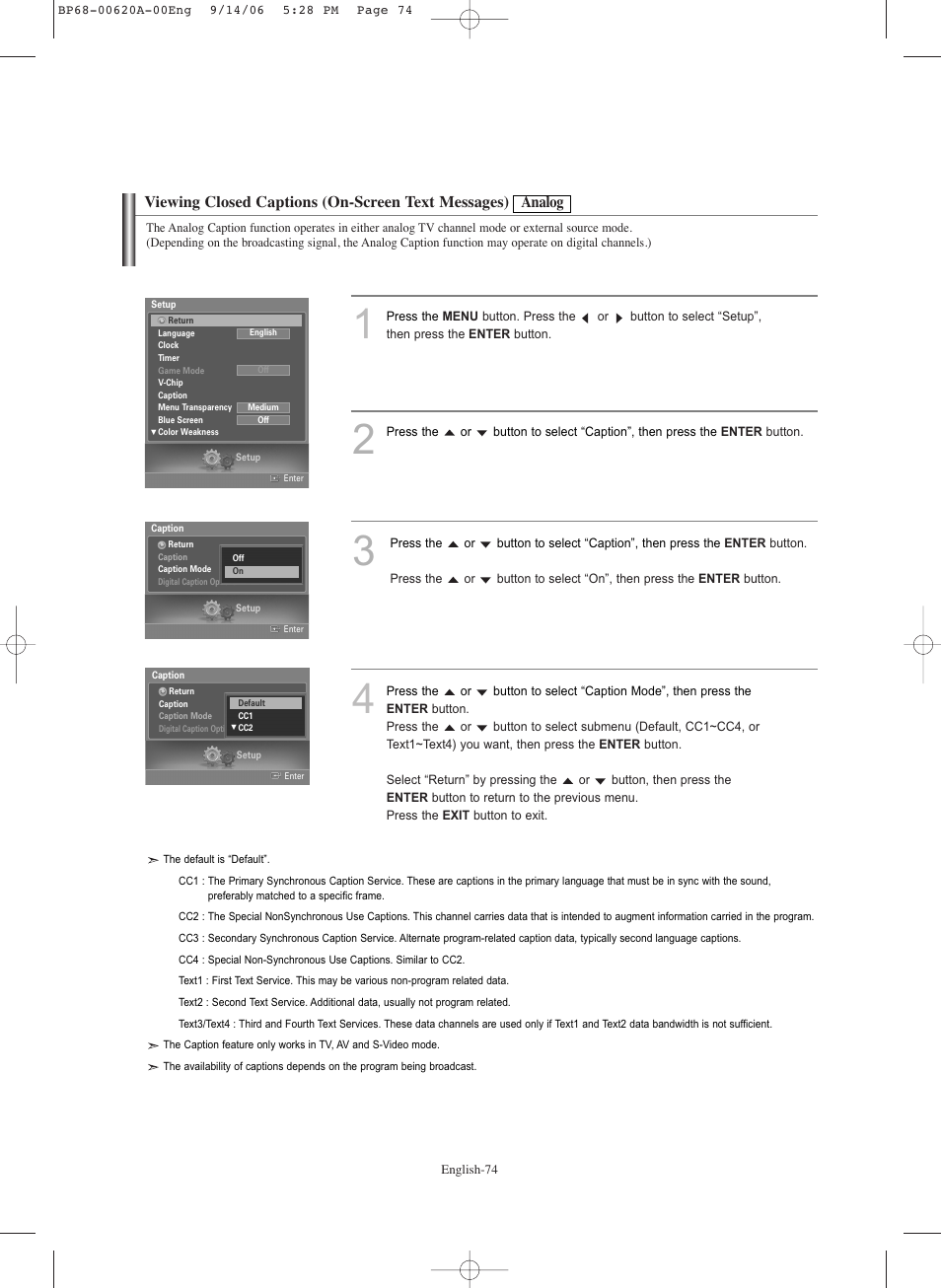 Samsung HL-S5686C User Manual | Page 74 / 107