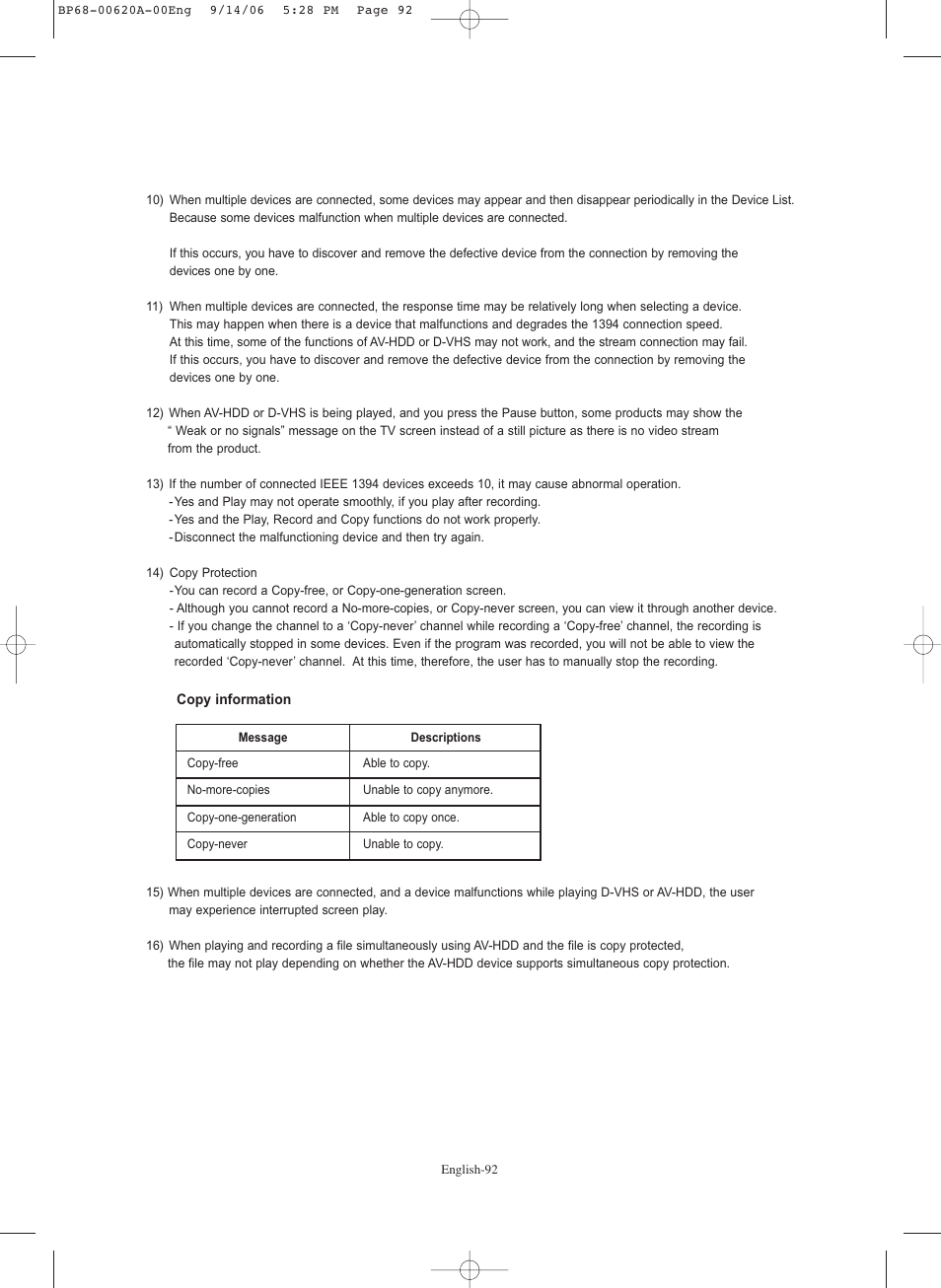 Samsung HL-S5686C User Manual | Page 92 / 107