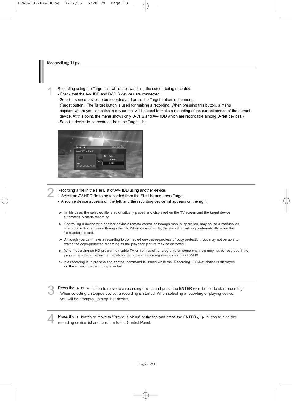 Recording tips | Samsung HL-S5686C User Manual | Page 93 / 107