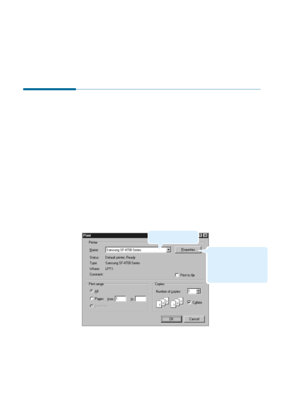 Printing, Printing a document | Samsung SF 4700 User Manual | Page 108 / 176