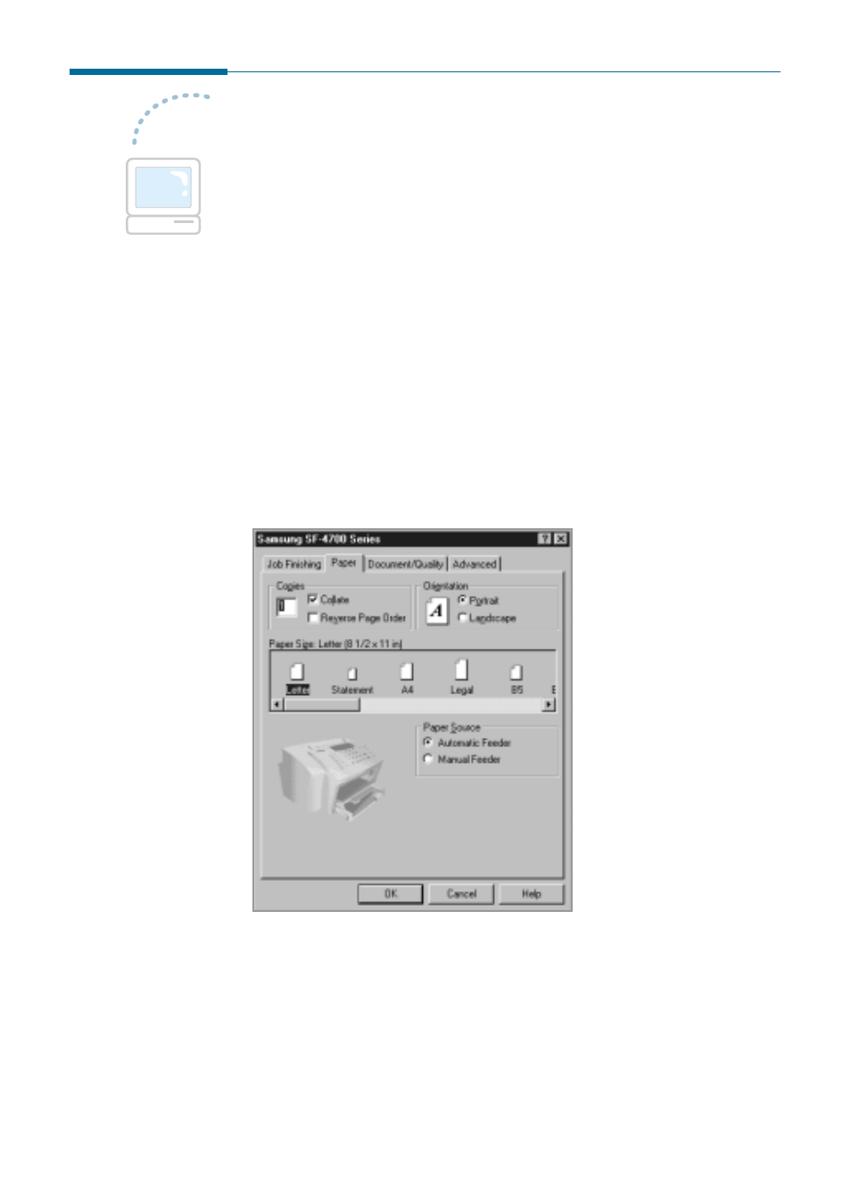 Printing a document | Samsung SF 4700 User Manual | Page 60 / 176