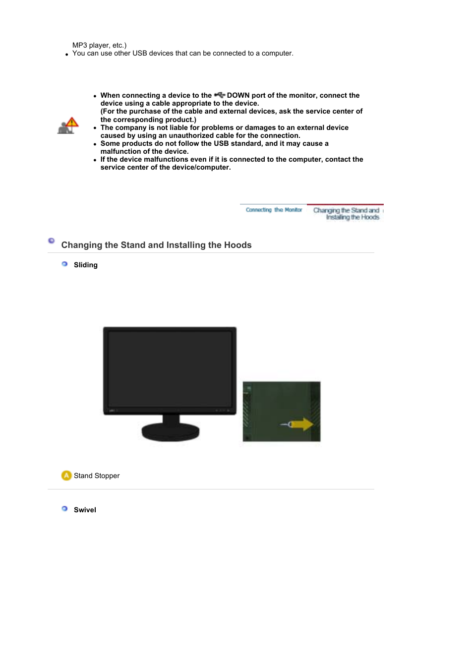 Changing the stand and installing the hoods | Samsung SyncMaster XL30 User Manual | Page 17 / 34