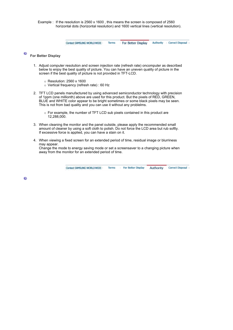 For better display, Authority | Samsung SyncMaster XL30 User Manual | Page 29 / 34