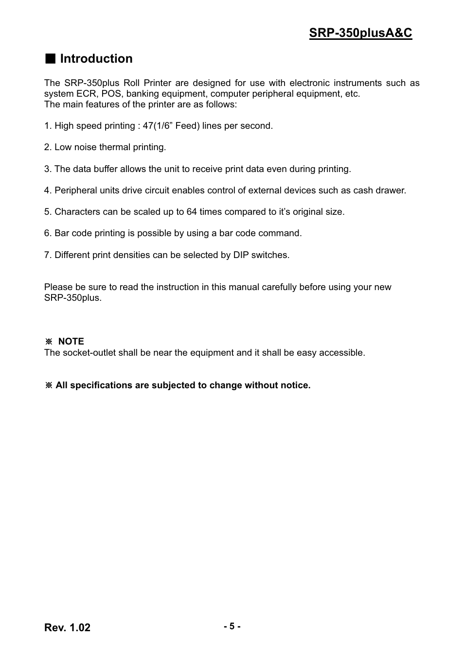 Srp-350plusa&c ഓ introduction | Samsung SRP-350PLUSA&C User Manual | Page 5 / 22
