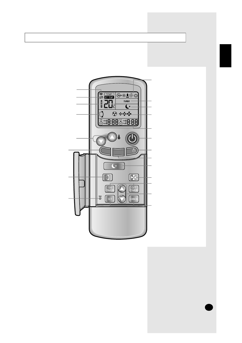 Remote control - buttons and display | Samsung ASHM070VE User Manual | Page 5 / 26