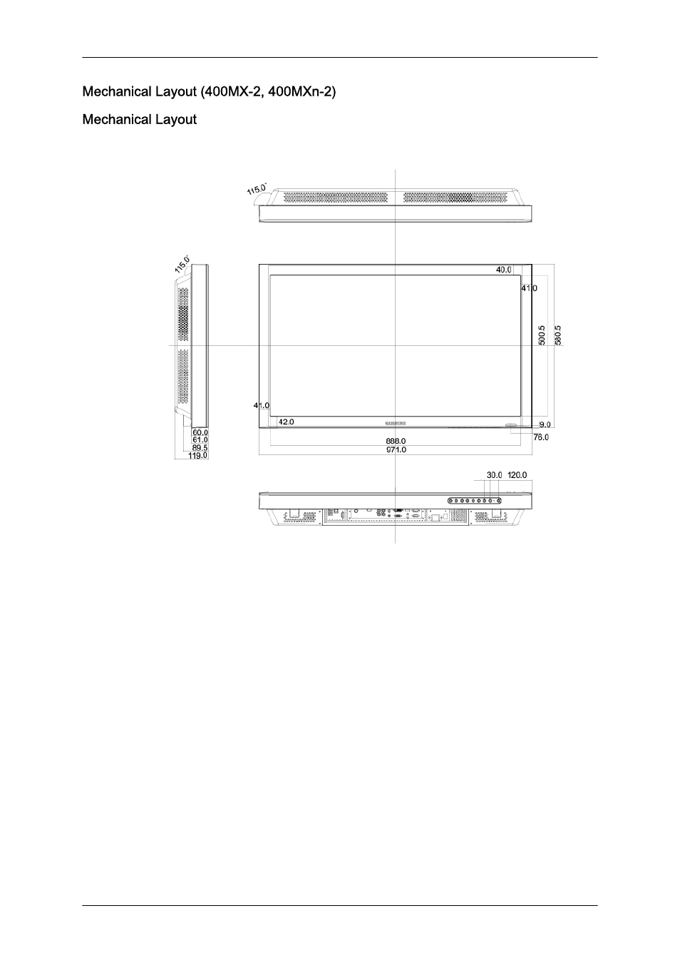 Mechanical layout (400mx-2, 400mxn-2), Mechanical layout, 네트웍 모델 사이즈 | Samsung 400MXN-2 User Manual | Page 18 / 111