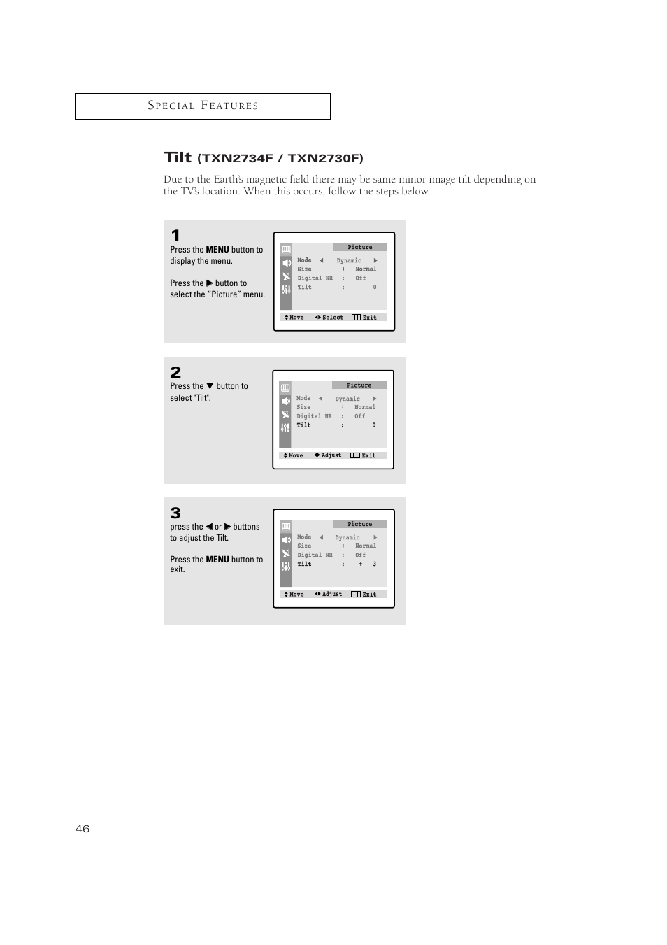 Tilt | Samsung TXN 2434F User Manual | Page 46 / 59