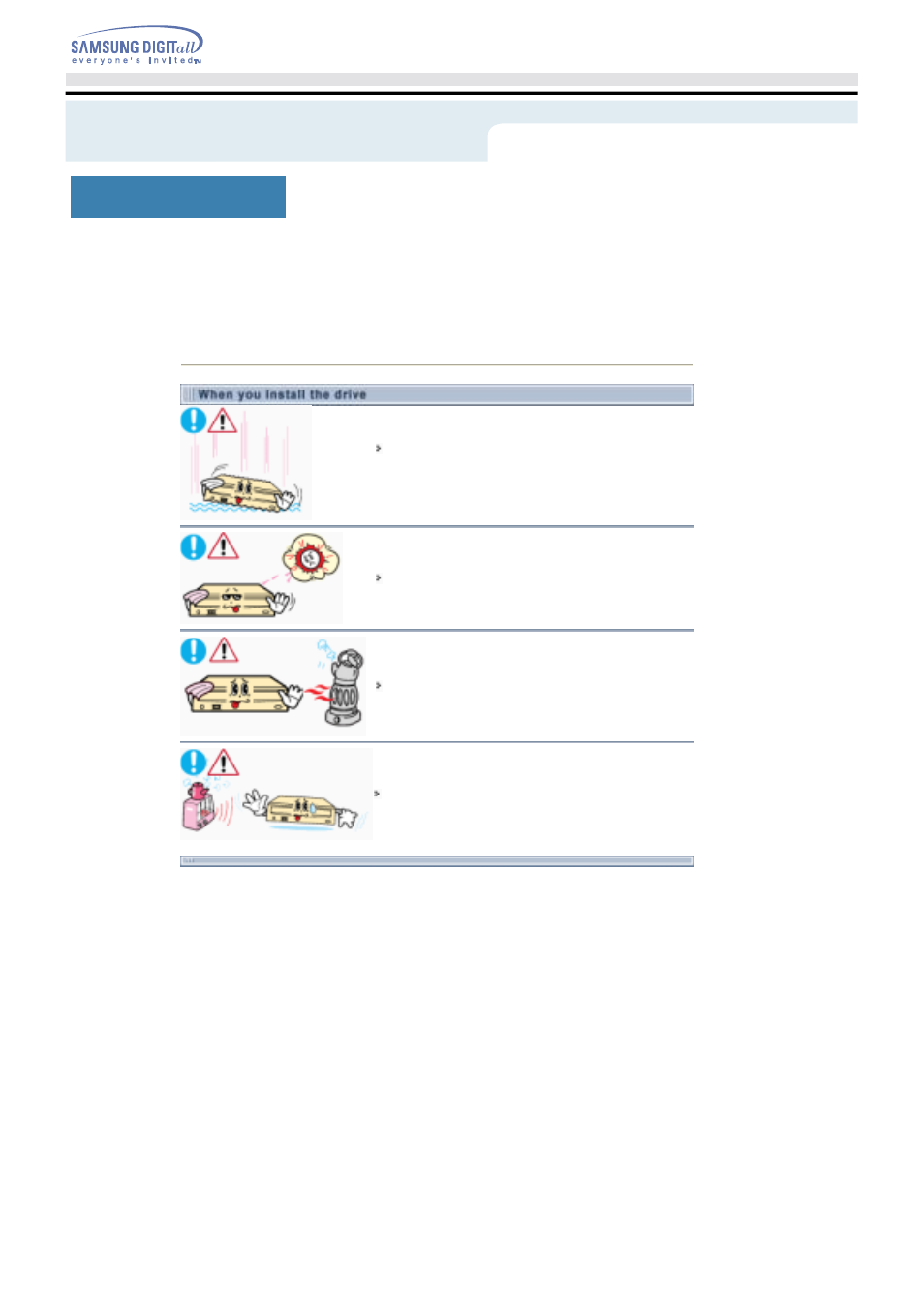 Safety precaution, Installation | Samsung TS-H292A User Manual | Page 4 / 25