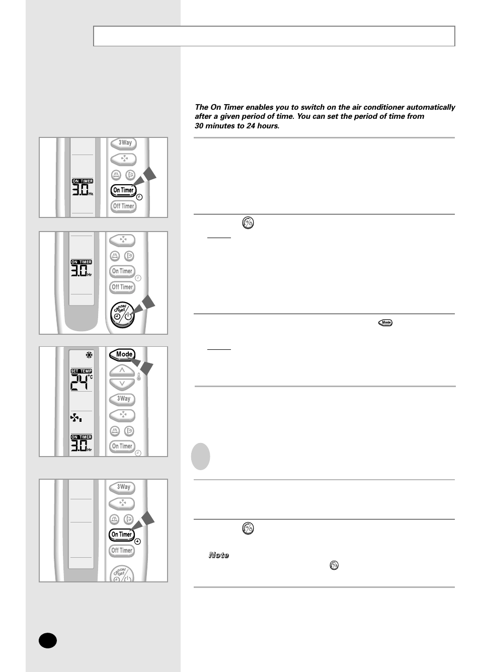 Setting the on timer | Samsung APC3240C User Manual | Page 16 / 36