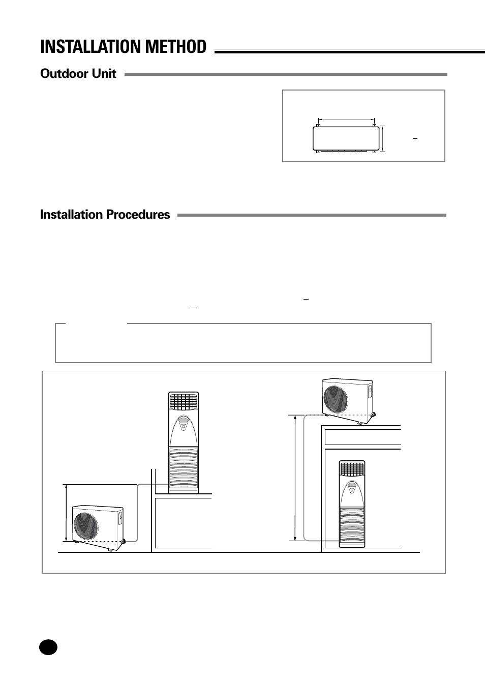 Installation method, Outdoor unit, Installation procedures | When using the anchor bolt, Caution | Samsung APC3240C User Manual | Page 28 / 36