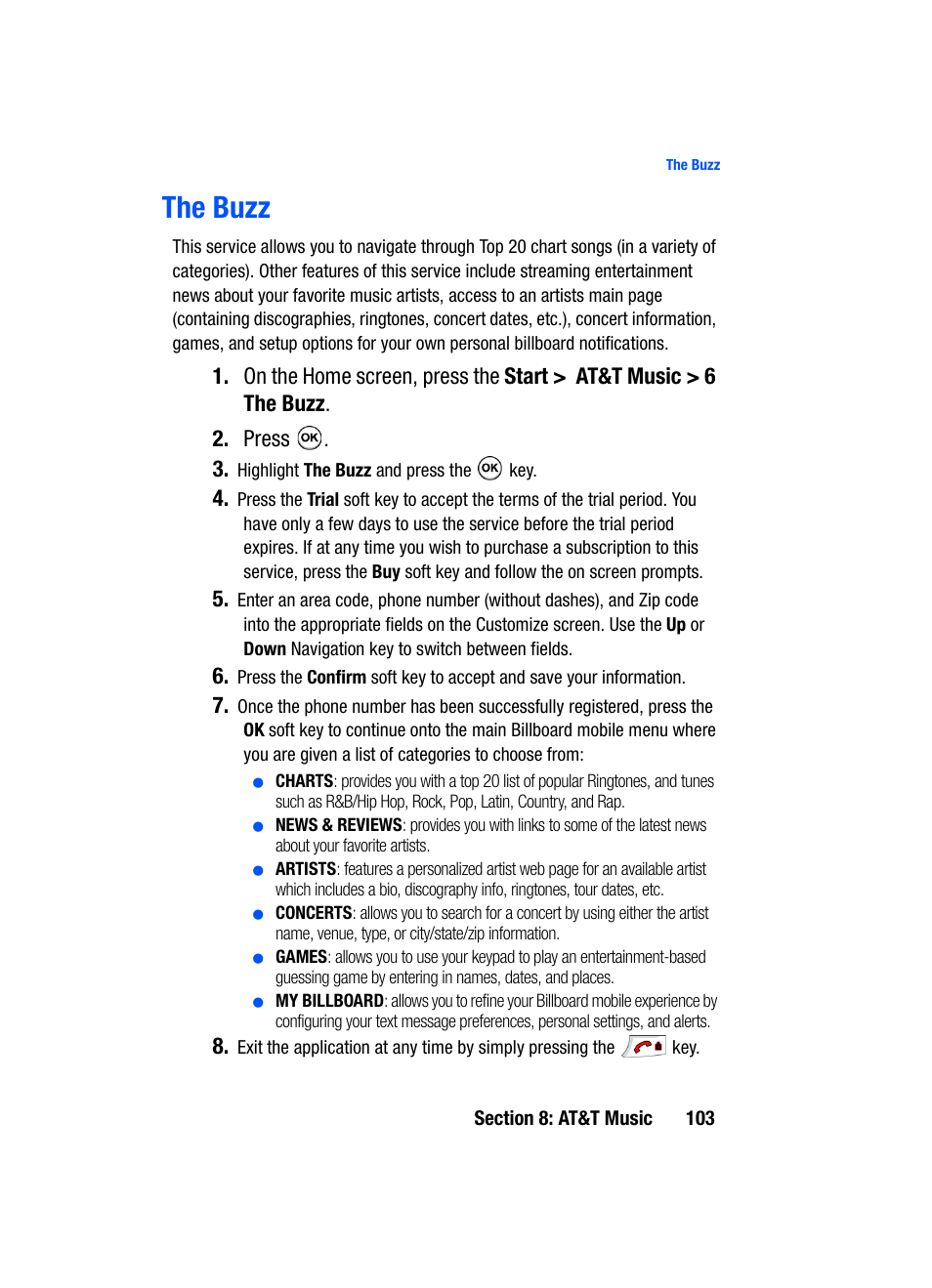 The buzz | Samsung SGH-i607 User Manual | Page 103 / 223