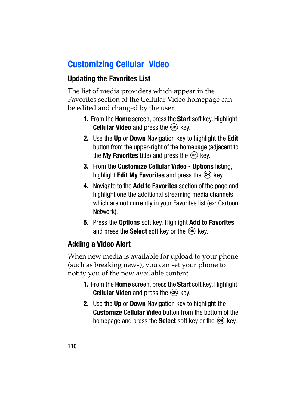 Customizing cellular video | Samsung SGH-i607 User Manual | Page 110 / 223