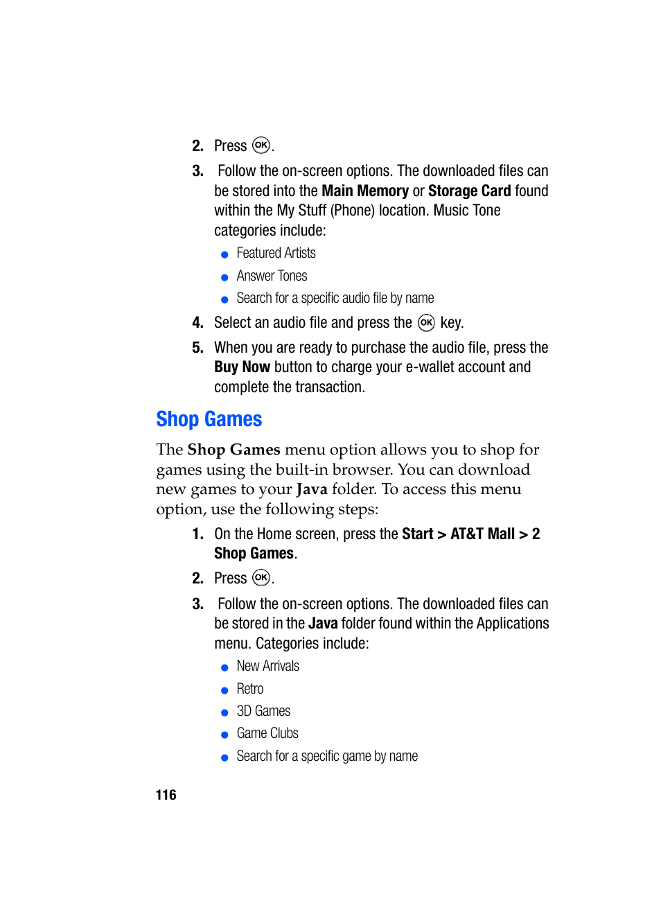 Shop games | Samsung SGH-i607 User Manual | Page 116 / 223