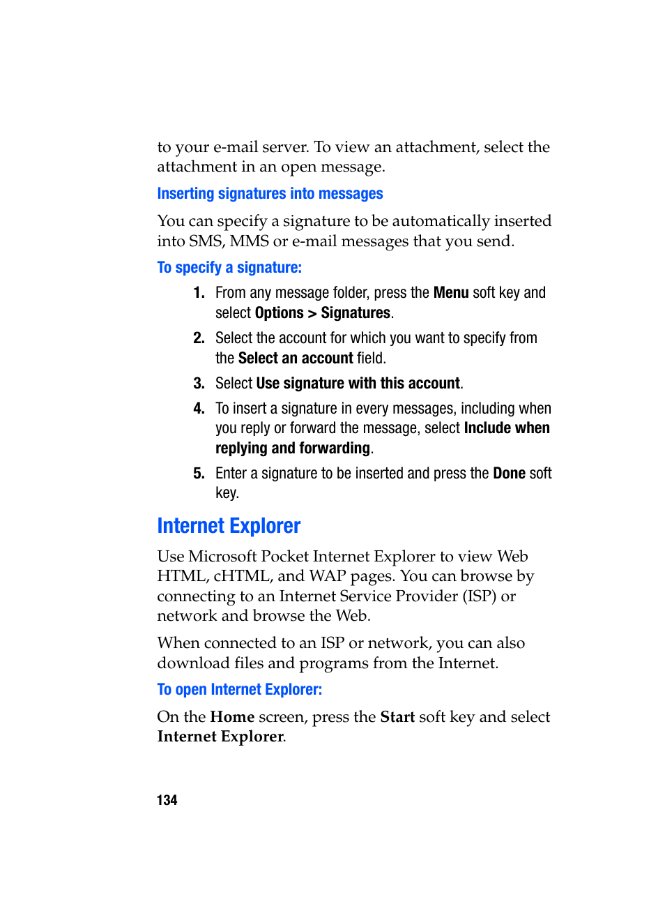 Internet explorer | Samsung SGH-i607 User Manual | Page 134 / 223