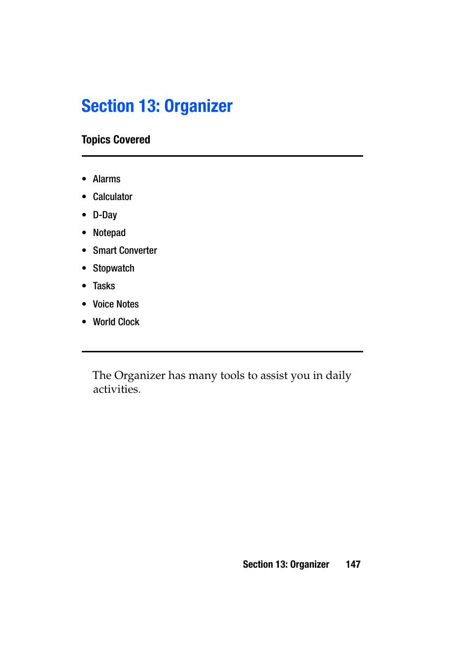 Section 13: organizer | Samsung SGH-i607 User Manual | Page 147 / 223