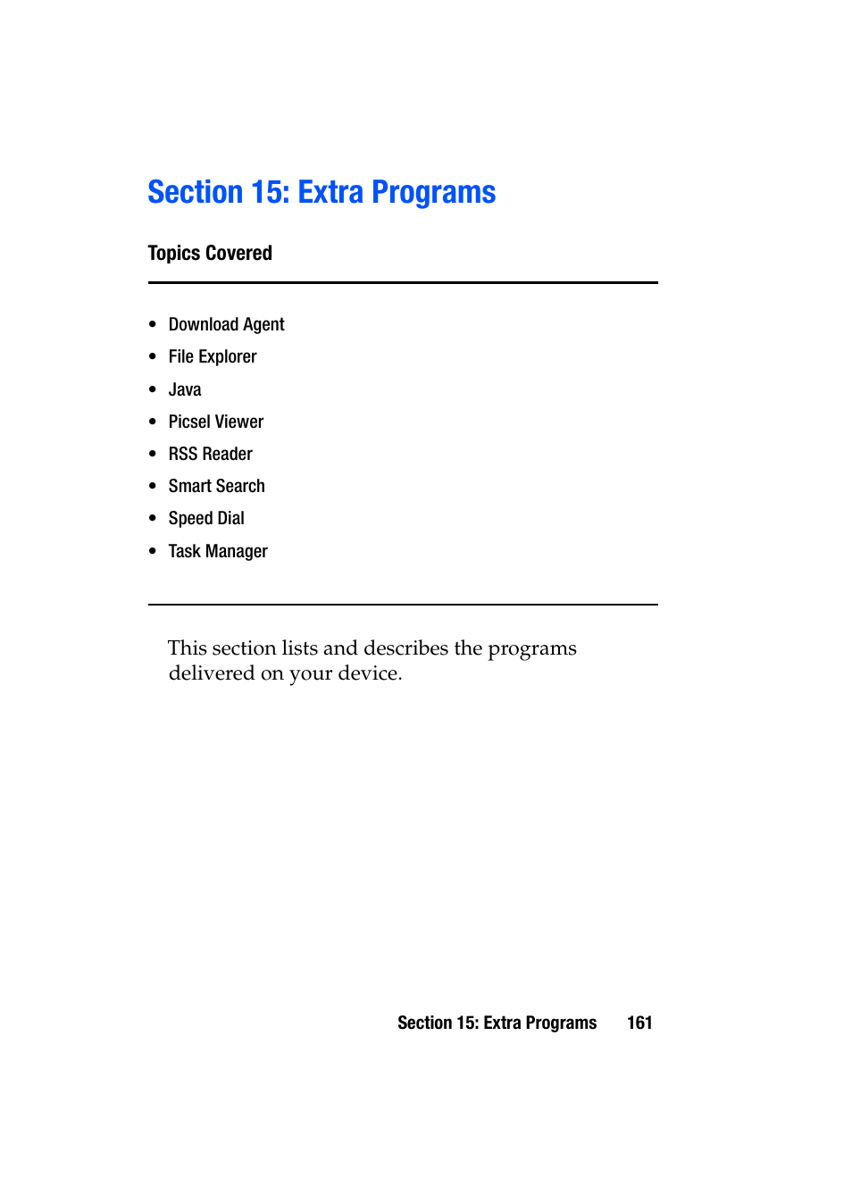 Section 15: extra programs | Samsung SGH-i607 User Manual | Page 161 / 223