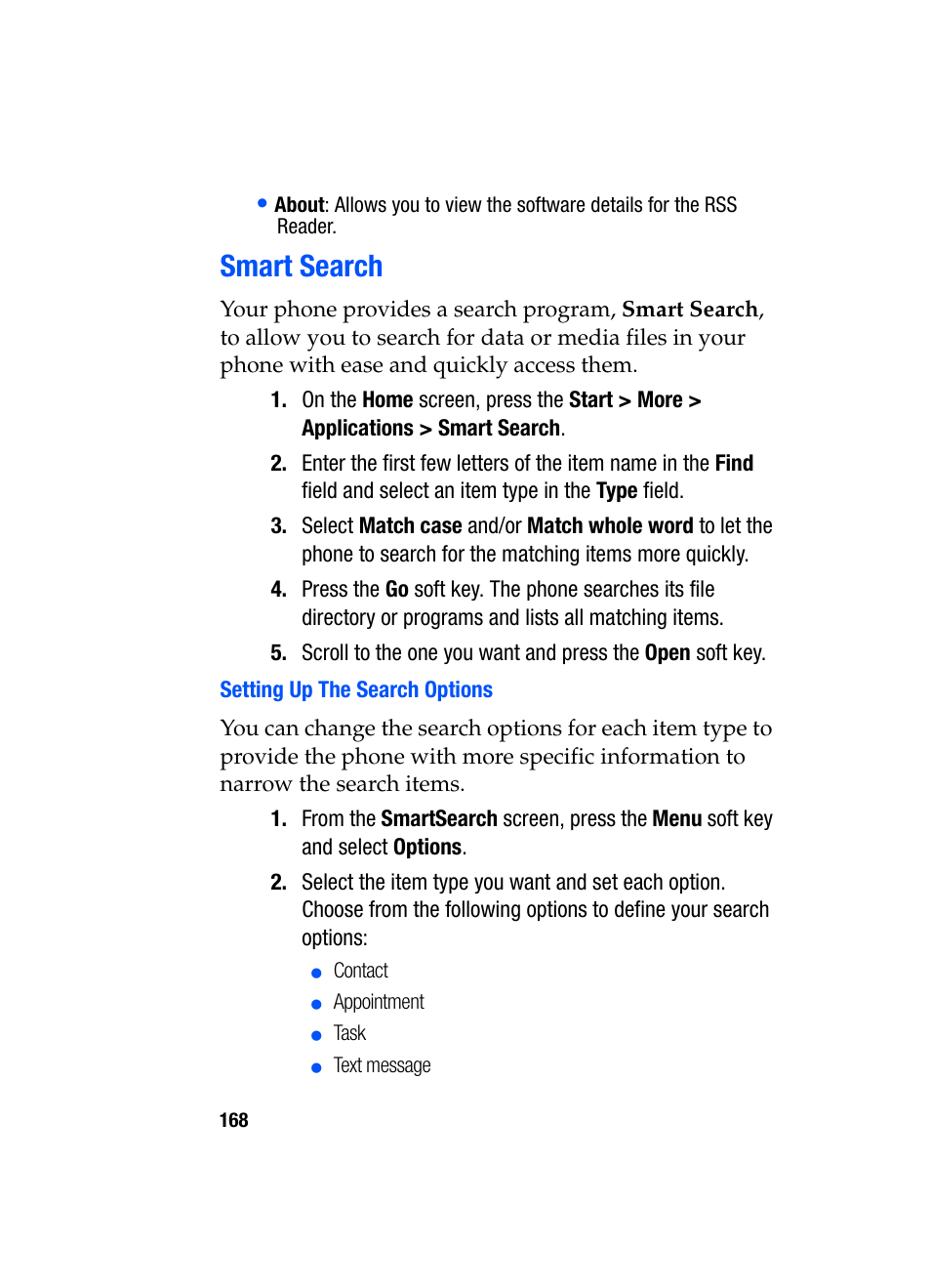 Smart search | Samsung SGH-i607 User Manual | Page 168 / 223