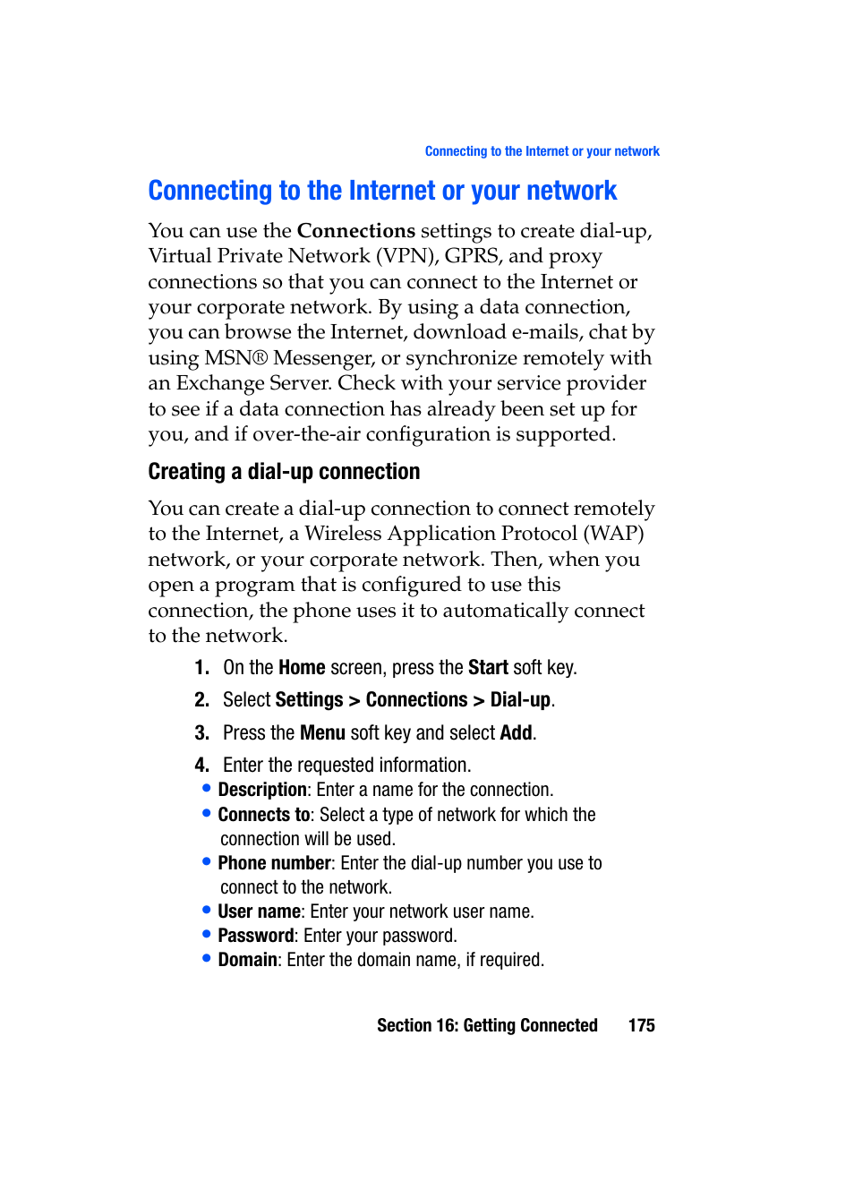 Connecting to the internet or your network | Samsung SGH-i607 User Manual | Page 175 / 223