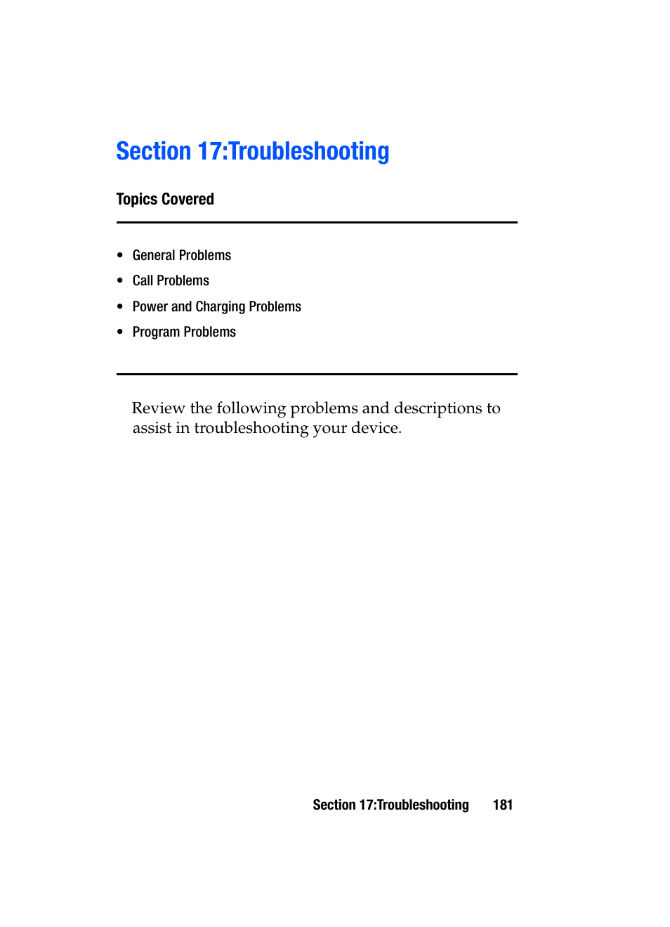 Section 17:troubleshooting | Samsung SGH-i607 User Manual | Page 181 / 223