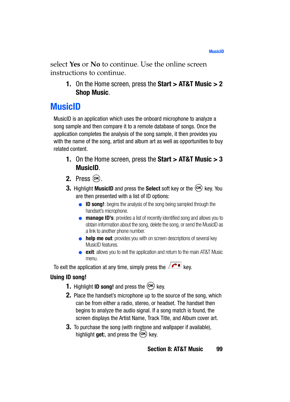 Musicid | Samsung SGH-i607 User Manual | Page 99 / 223