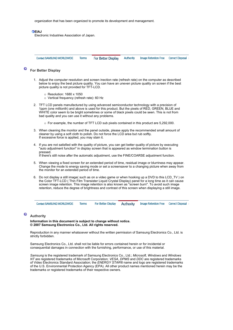 Authority | Samsung 225MW User Manual | Page 54 / 58
