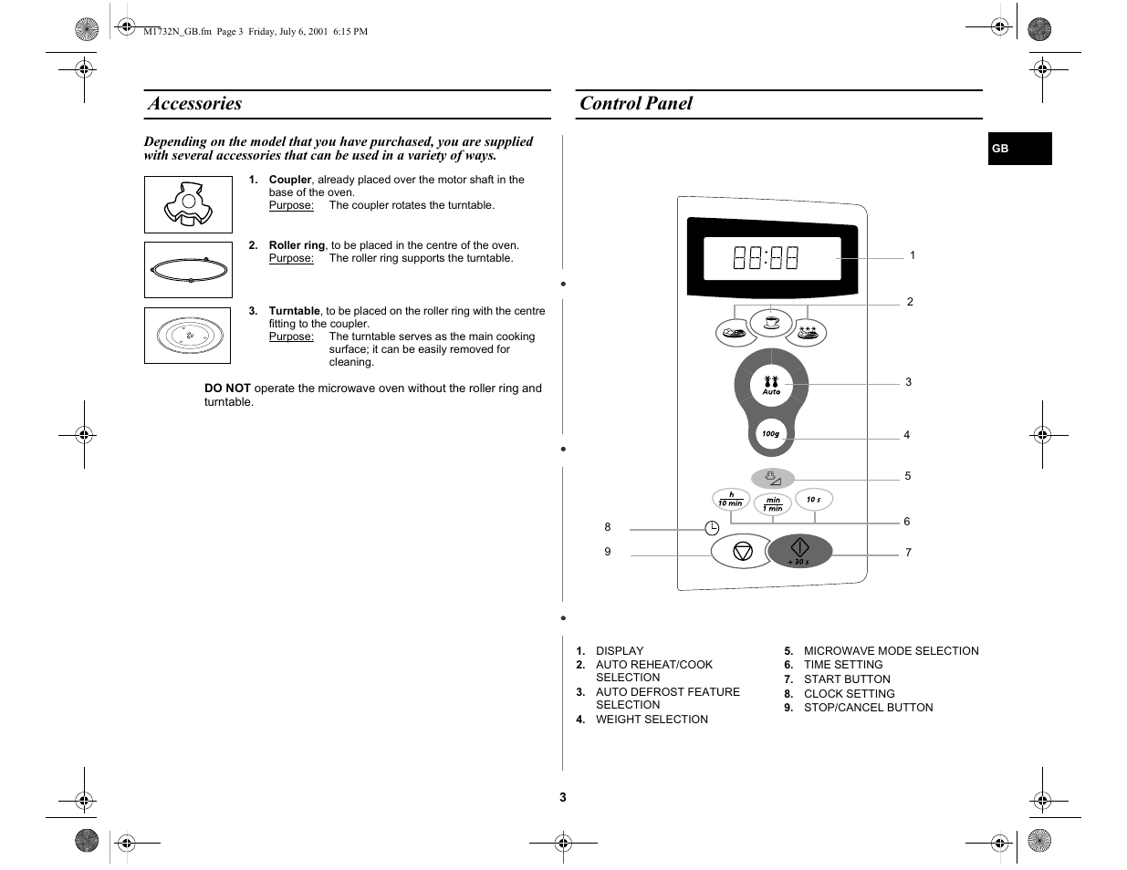 Accessories, Control panel | Samsung M1732N User Manual | Page 3 / 24
