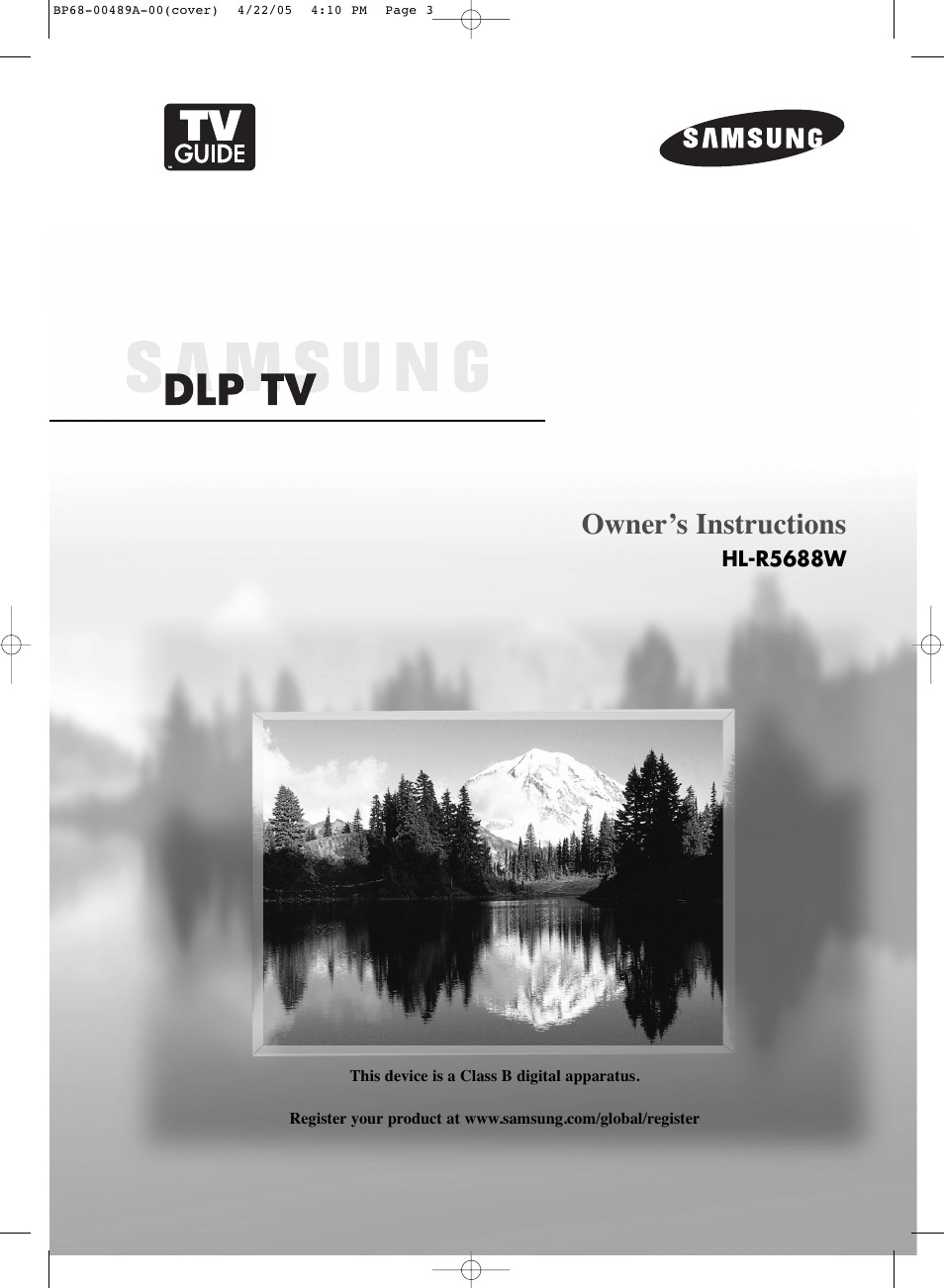 Samsung HL-R5688W User Manual | 144 pages