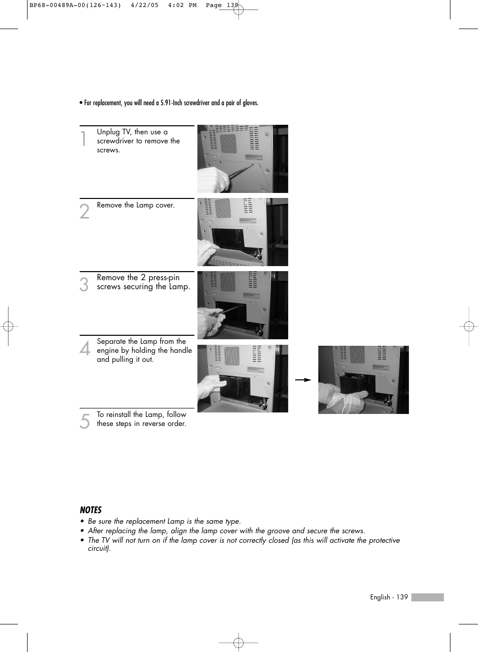 Samsung HL-R5688W User Manual | Page 139 / 144