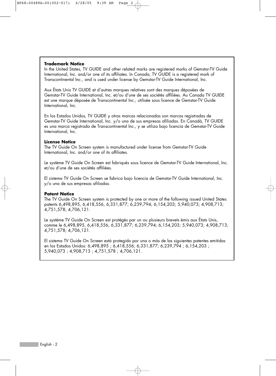 Samsung HL-R5688W User Manual | Page 2 / 144