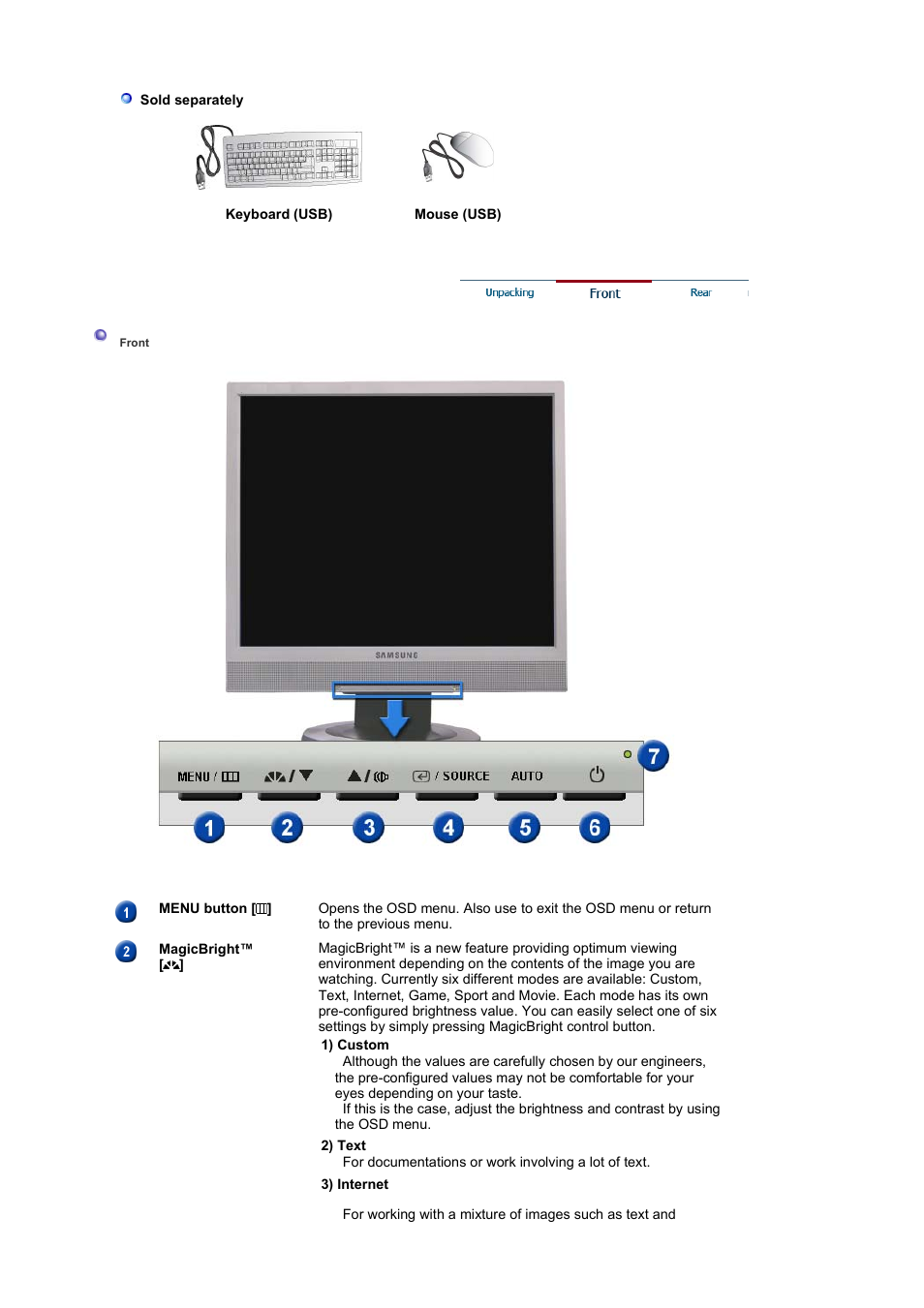 Front | Samsung SYNCMASTER 710NT User Manual | Page 11 / 102