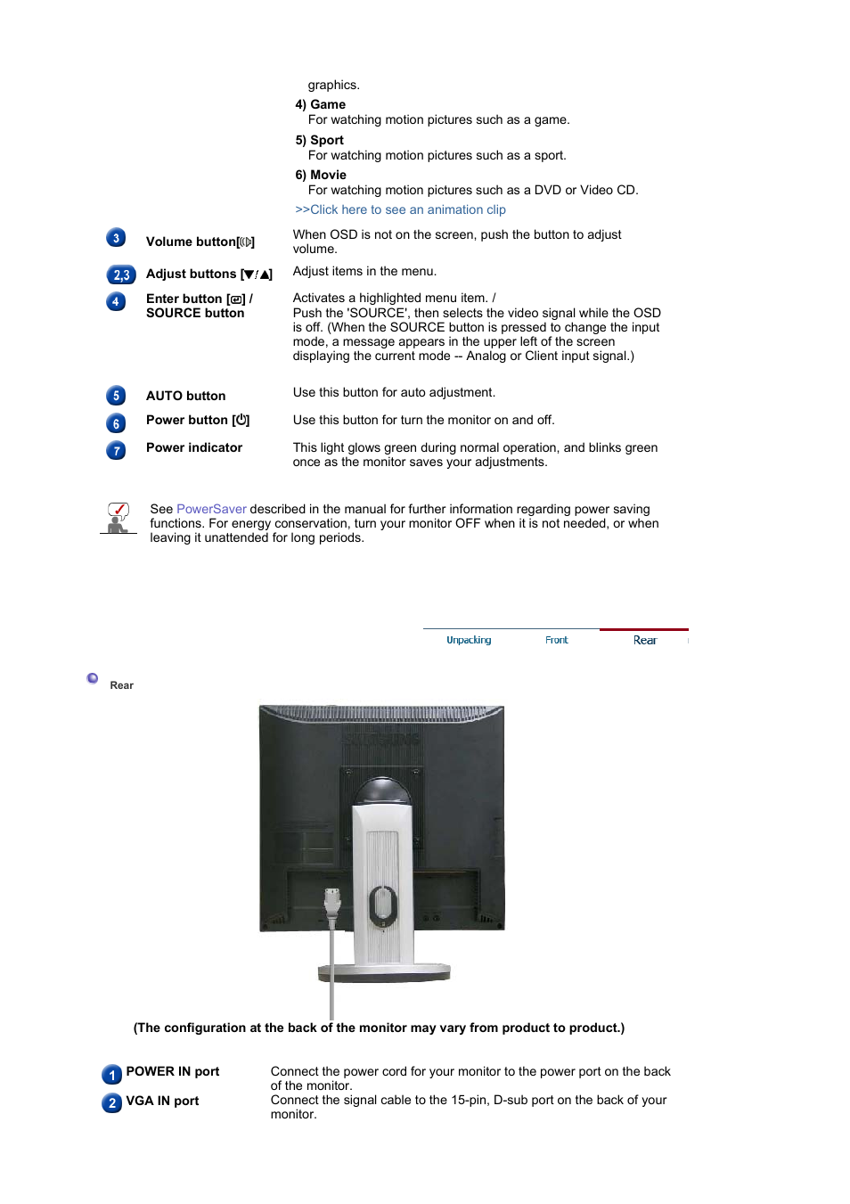 Rear | Samsung SYNCMASTER 710NT User Manual | Page 12 / 102