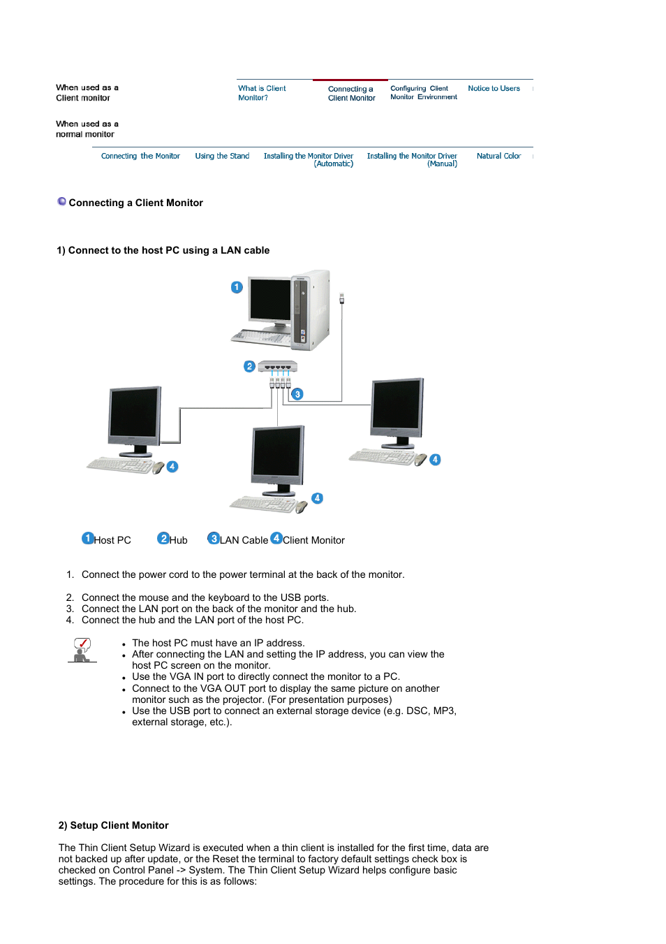 Connecting a client monitor | Samsung SYNCMASTER 710NT User Manual | Page 15 / 102