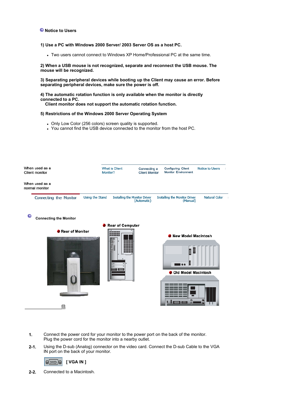 When used as a normal monitor, Connecting the monitor | Samsung SYNCMASTER 710NT User Manual | Page 37 / 102