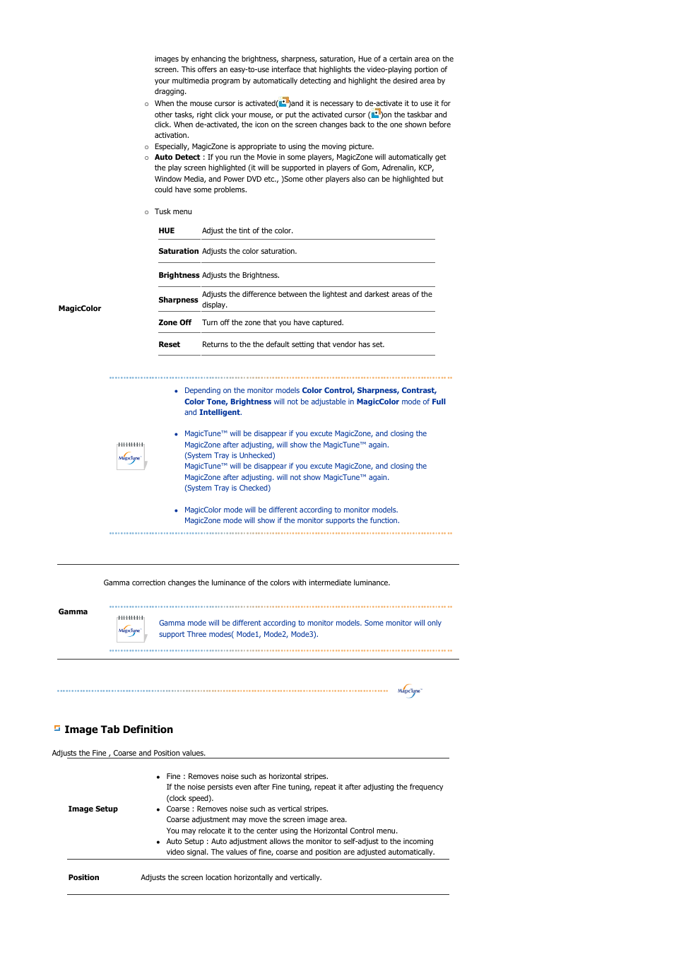 Image tab definition | Samsung SYNCMASTER 710NT User Manual | Page 66 / 102