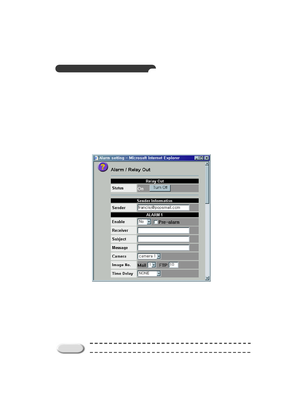 Setting the alarm / relay out | Samsung Version 1.1 User Manual | Page 50 / 89