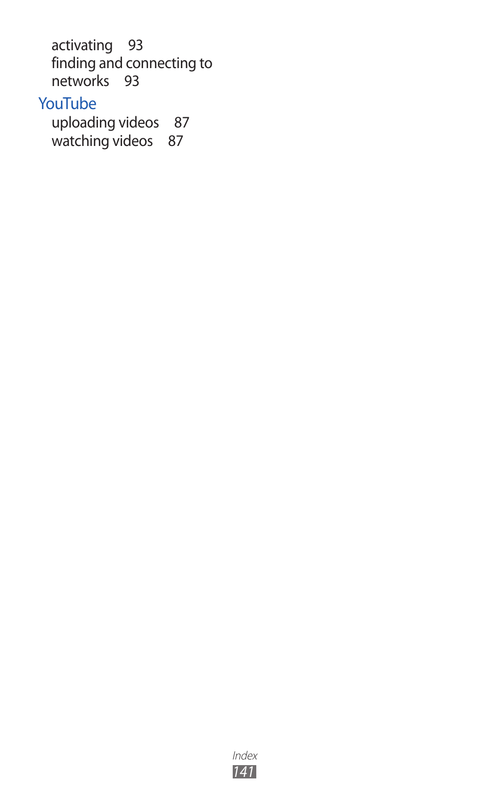 Youtube | Samsung GALAXY GT-S5690 User Manual | Page 141 / 143