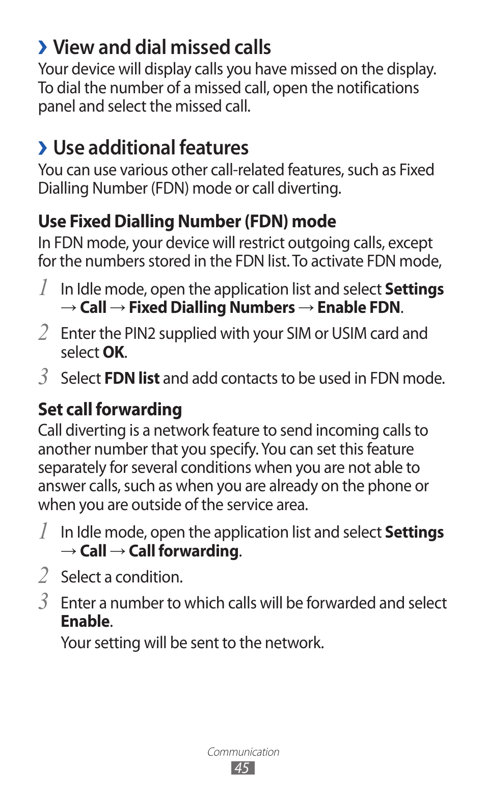 View and dial missed calls, Use additional features | Samsung GALAXY GT-S5690 User Manual | Page 45 / 143