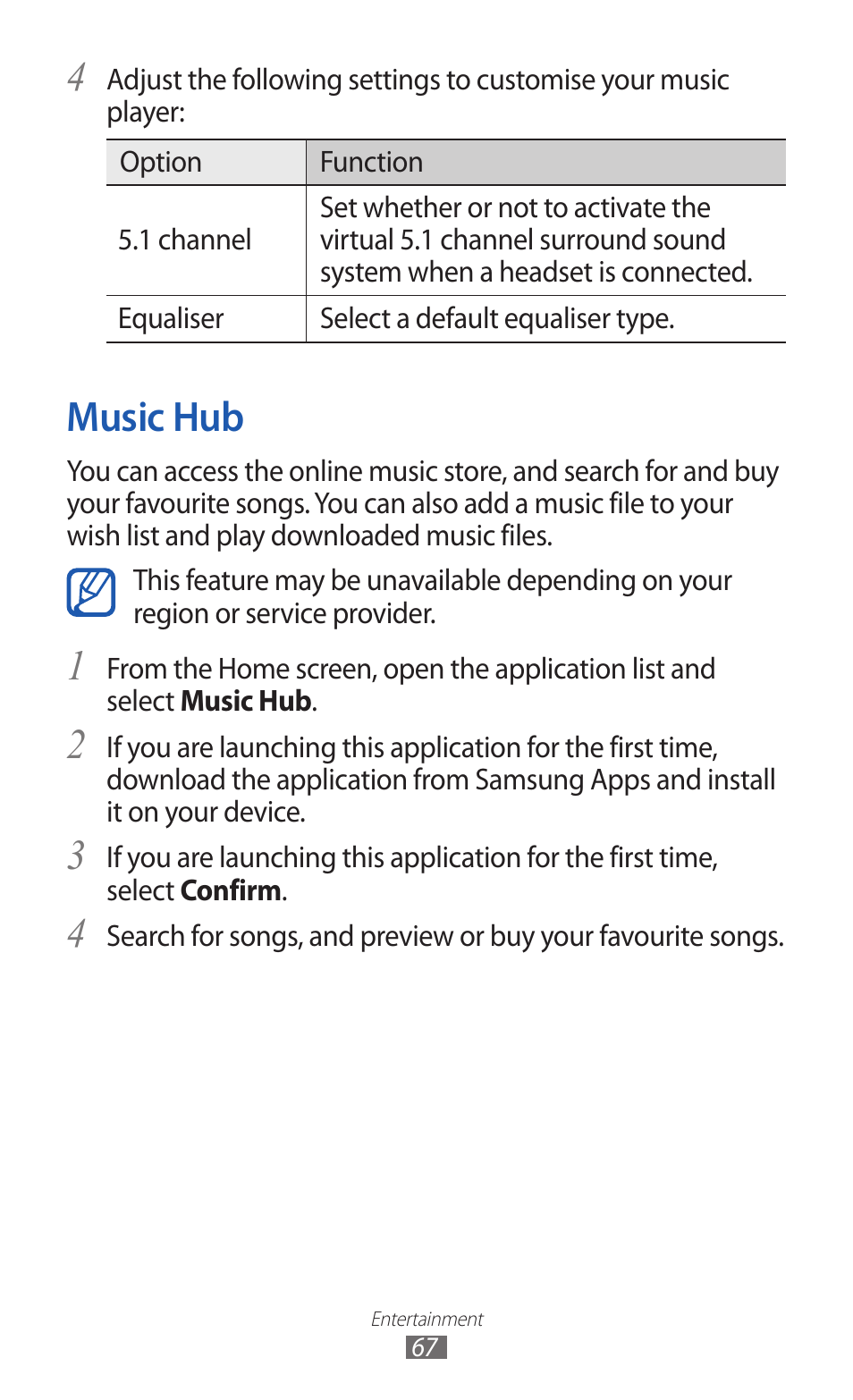 Music hub | Samsung GALAXY GT-S5690 User Manual | Page 67 / 143