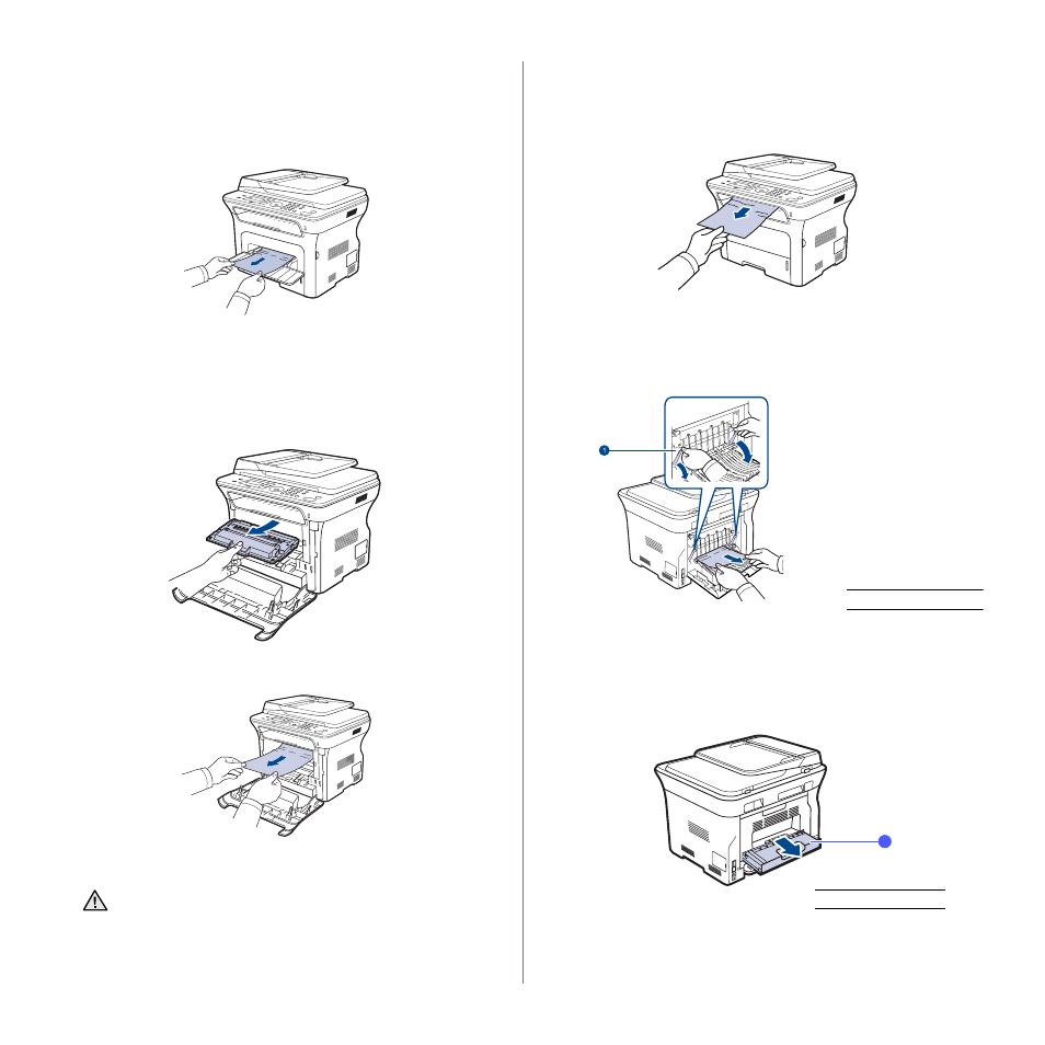 In the manual tray, In the toner cartridge area, In the paper exit area | In the duplex unit area, Eck in the toner cartridge area | Samsung SCX-4X24 User Manual | Page 66 / 143