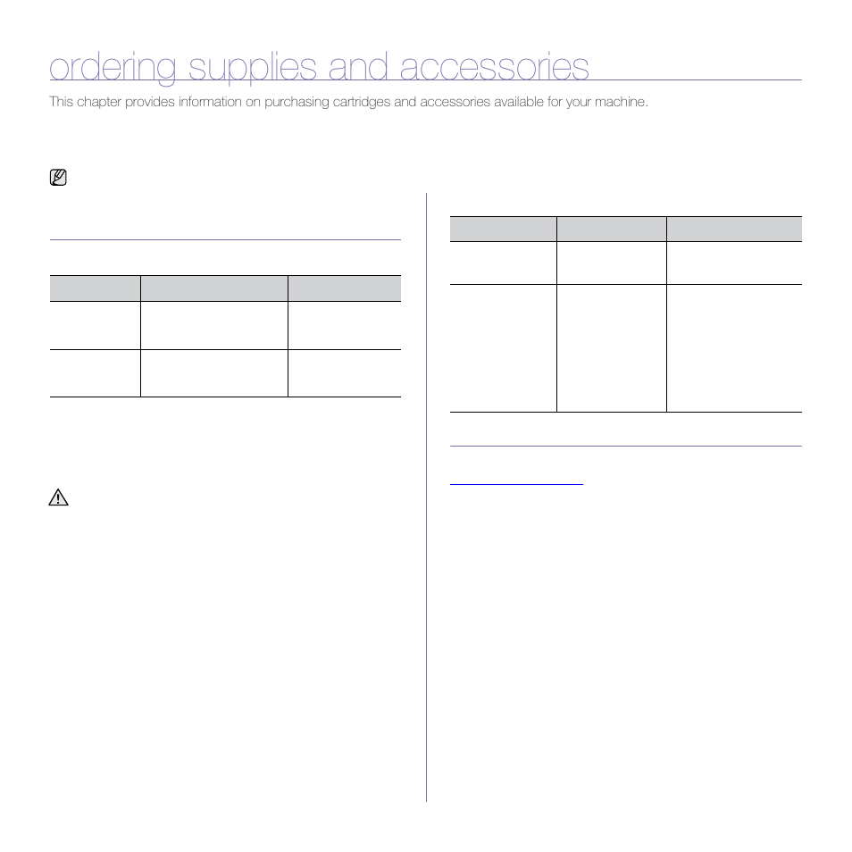 Ordering supplies and accessories, Supplies, Accessories | How to purchase | Samsung SCX-4X24 User Manual | Page 80 / 143