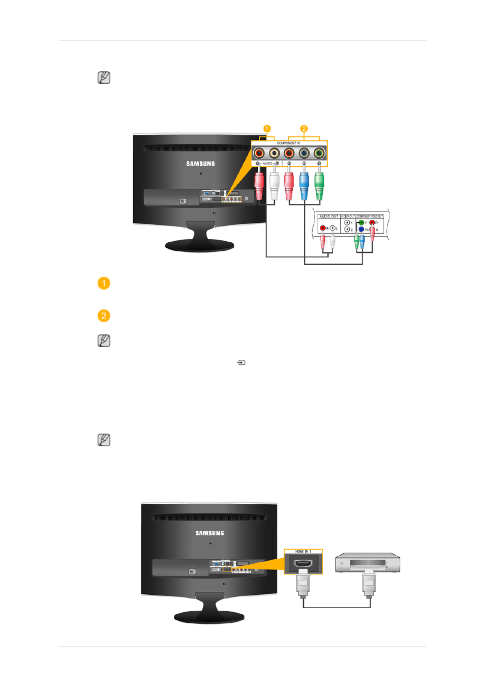 Connecting dvd / dtv set top box, Connecting hdmi | Samsung T240HD User Manual | Page 15 / 24