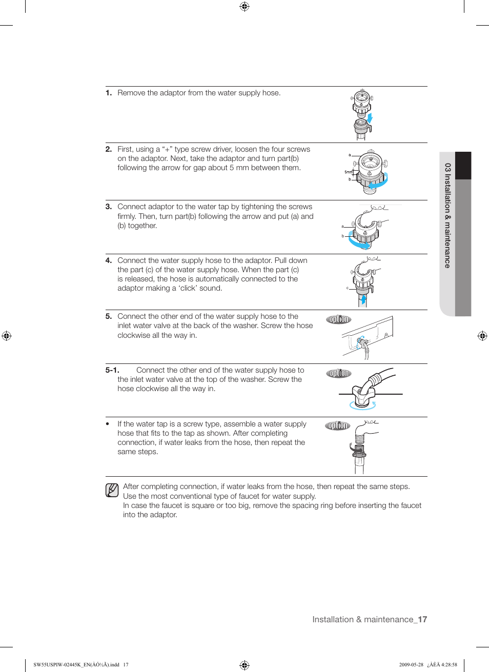 Samsung SW55USP User Manual | Page 17 / 24
